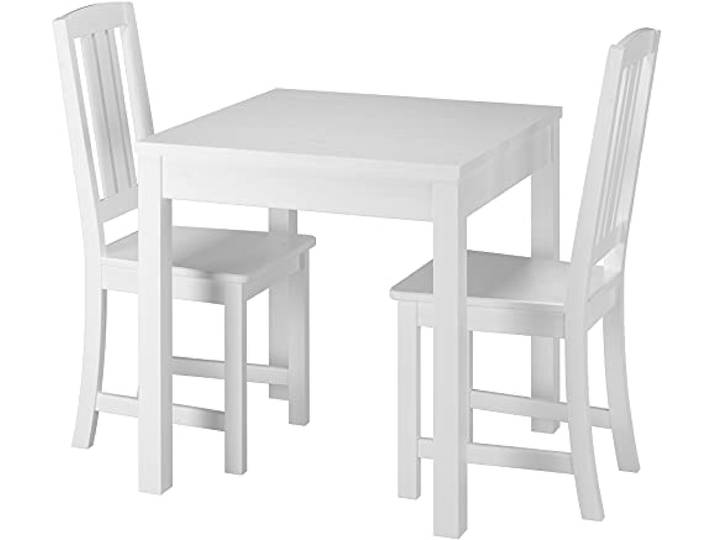 Klassische Kleine Essgruppe Tisch 2 Stühle Kiefer Massivholz Waschweiß