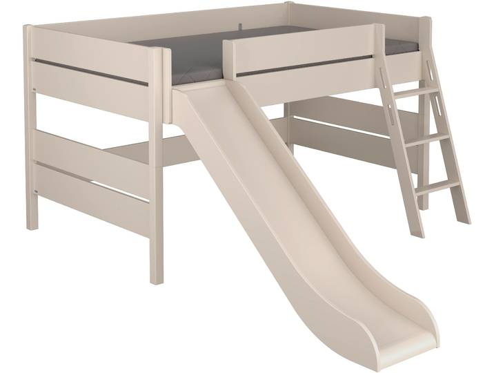 Spielbett PAIDI TIAGO in verschiedenen Größen und Farben, mit Leiter und Rutsche , beige (cashmere, beige, cashmere, beige, cashmere, beige), B:271,7cm H:120,6cm L:210,4cm, Betten, Rausfallschutz, geprüfte Sicherheit, umbaubares Bett mit Massivholz