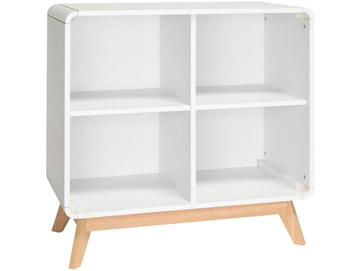 Bibliothèque à 4 étagères en effet bois blanc