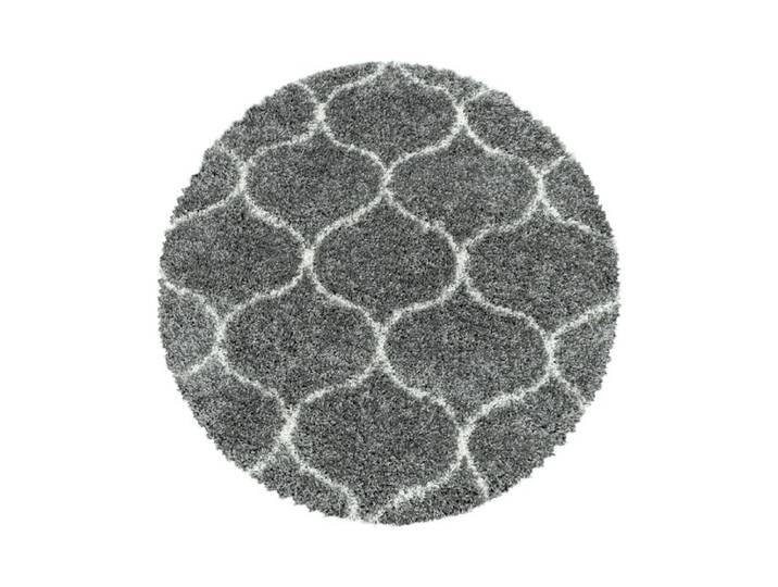 Carpetsale24 Tapis Rond à Poils Longs Gris 160 cm Rond Motif Losanges Scandinaves Style Shaggy Confortable pour Salon