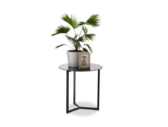 Relaxdays Beistelltisch Glas Metall rund