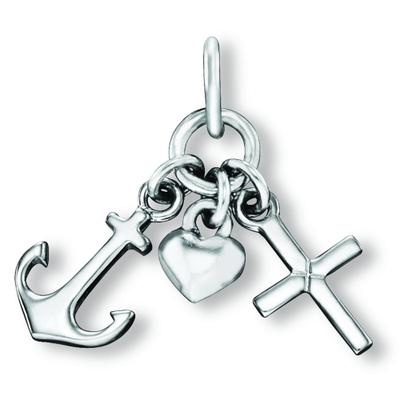 Kette mit Anhänger ONE ELEMENT "Glaube Liebe Hoffnung Anhänger aus 925 Silber", silber, Halsketten, Damen, Silber 925 (Sterlingsilber), Herz mit Bedeutung – eine feine Geschenkidee für viele Anlässe
