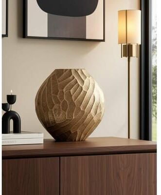 Sagebrook Home Aluminum Vase Glam Sculptural Geometric Sleek Aesthetic Stylish
