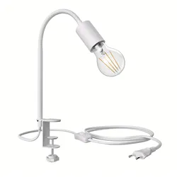 ledscom.de Klemmleuchte LELE mit Schwanenhals, weiß, inkl. E27 Lampe, Energieeffizienzklasse A (warmweiß, 4W, 848lm)