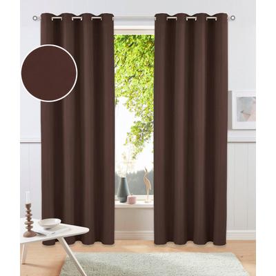 Vorhang OTTO HOME "Parry, Ösen, 2er Set, blickdicht, Topseller" Gr. 1, braun (dunkelbraun), B:140cm H:145cm, Polyester, Recyceltes Material, Gardinen, 2-er Set, blickdicht, monochrom, basic