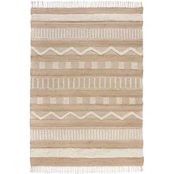 KADIMA DESIGN Naturfaser Teppich Jute Wolle Baumwolle handgewebt strukturiert Boho Ethno | 120x170cm