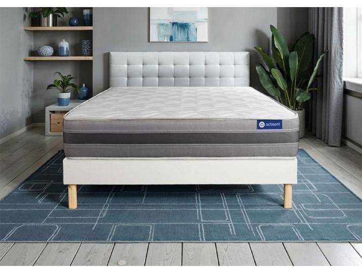 Ensemble Matelas Sommier 160x190 cm - Actiflex Relax - Sommier Kit Blanc