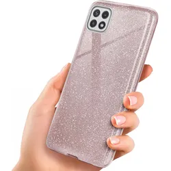 Samsung Galaxy A22 5G Hülle Glitzer Roségold – ONEFLOW Glitter Case, 3in1 Silikon, Funkelnd, Stoßfest, Dünn, Gloss-Rosé