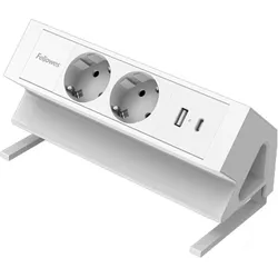 Fellowes, Steckdosenleiste, Strommodul Schreibtisch 2xSteckdose,USB-A,USB-C wei (2x, USB-A, USB-C, 2 m)