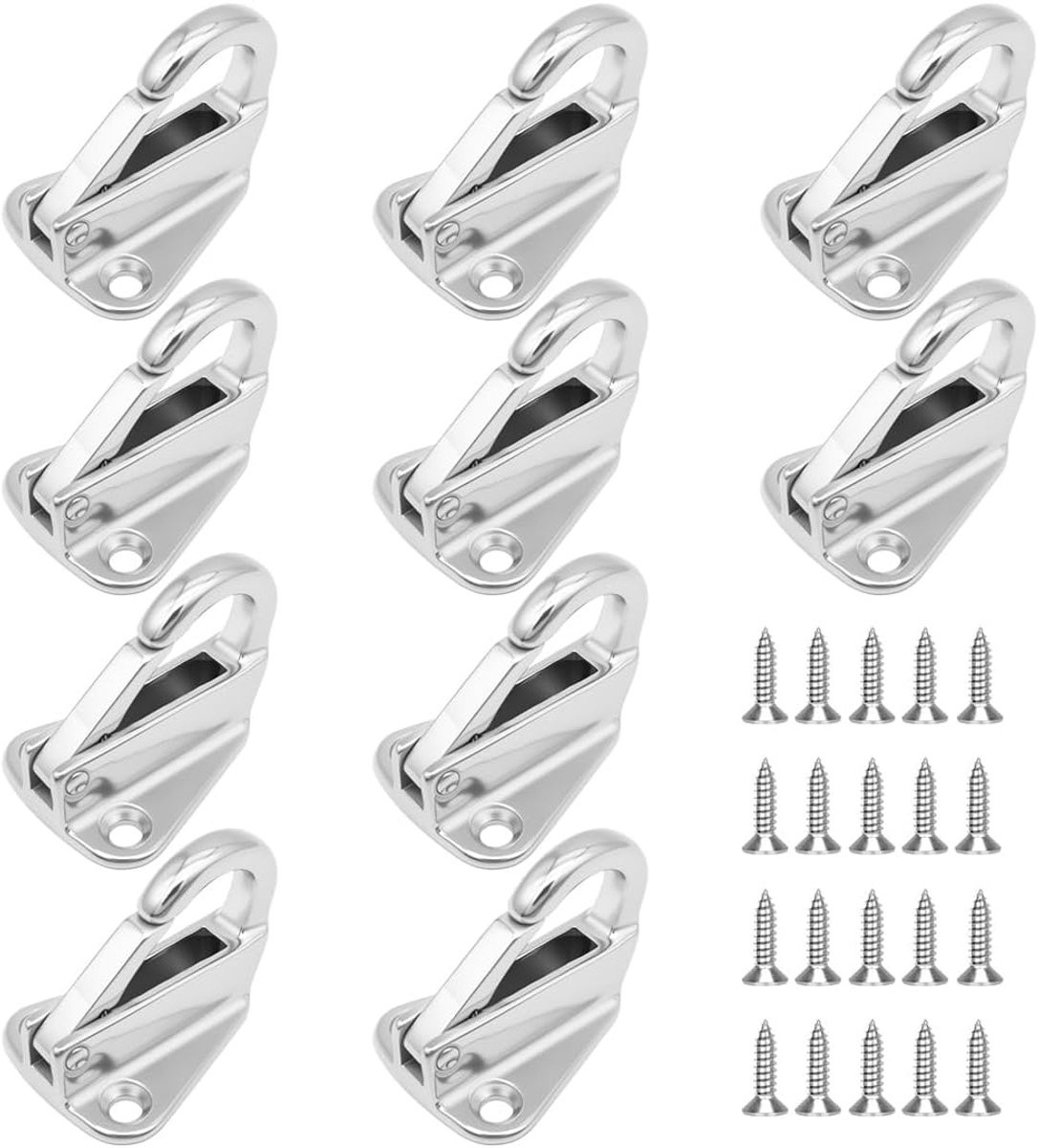 ShopVlot Zeilhaken 10 stuks van RVS inclusief 20 schroeven voor boten en jachtaccessoires