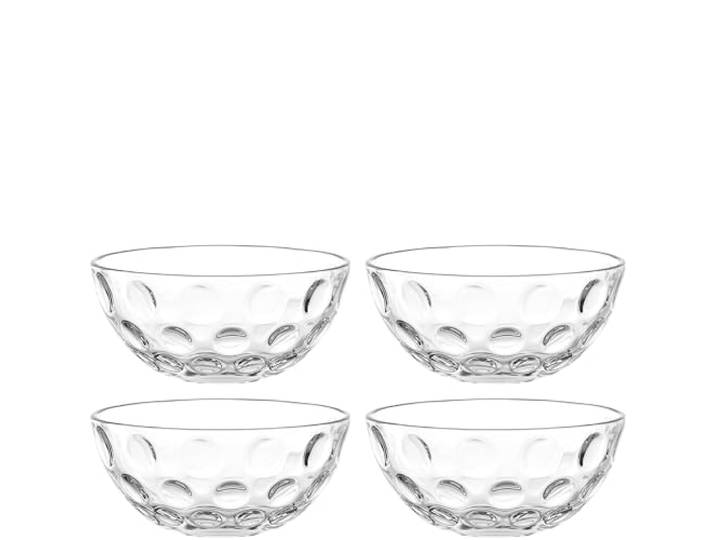 LEONARDO HOME CUCINA OPTIC 066351 Lot de 4 bols Pour dessert\, sauces\, accompagnements Polyvalent au quotidien Empilables Compacts Design moderne pour table et cuisine Hauteur 4\,3 cm