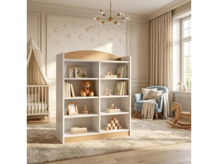 Happy Babies Niedriges Kinderregal Birne für Kinderzimmer, Standregal für Spielzeug und Bücher ohne Motiv, Aufbewahrungsregal Jugendzimmer