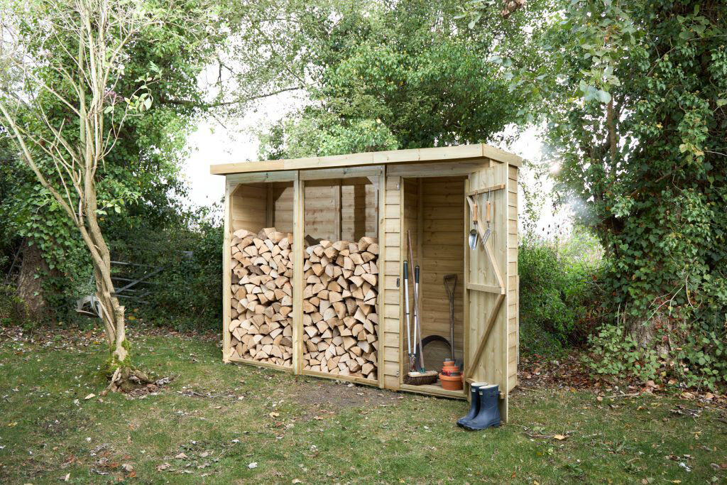 Forest Garden 272.1cm W x 87cm D Wood Log Store Brown 190.8cm H X 272.1cm W X 87cm D