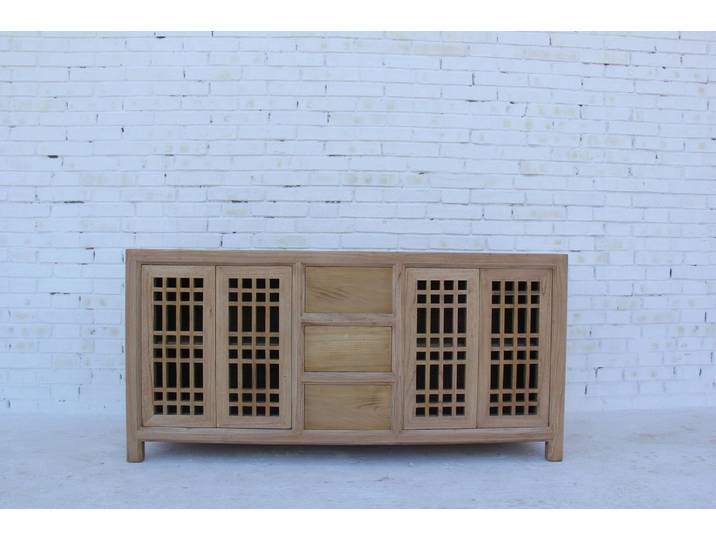 Luxury-Park-Direct Kommode Asia Kommode mit luftigem Gitterdesign aus Massivholz