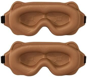 Inspired Living 3D Contoured Sleep Mask For Total Blackout Comfort 2pcs Brown