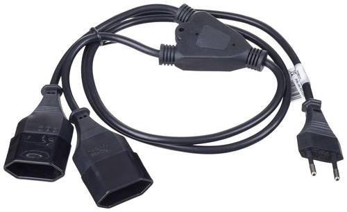 Akyga Strom Anschlusskabel [1x Euro-Kupplung - 2x Euro-Stecker] 1.20m Schwarz