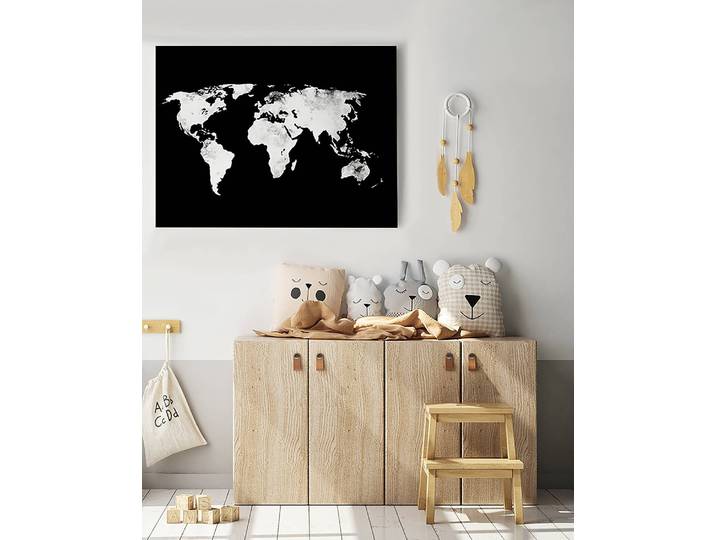 Tableau déco Mapamundi 60 x 80cm Noir