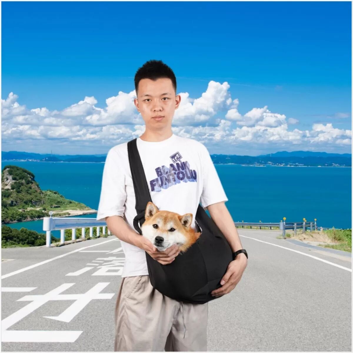 INF Sac de transport bandoulière portable double face pour petits chiens - Sac de voyage mains libres pour animaux Le noir