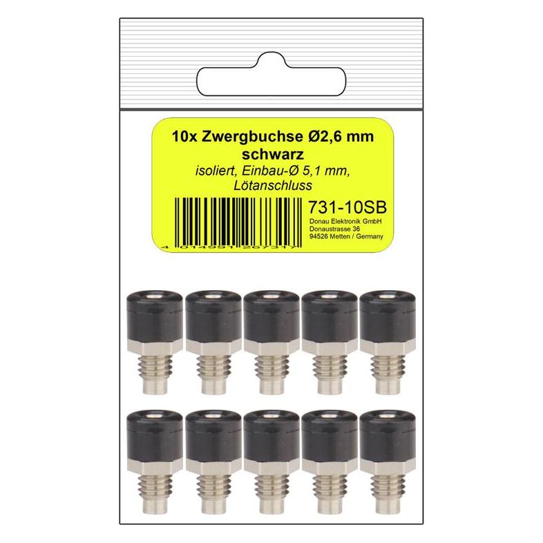Donau 10 ZWERGBUCHSE 2,6mm schwarz (731-SB)