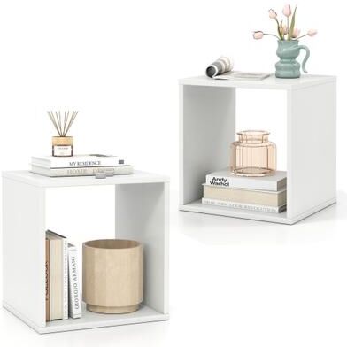 Costway Cube Storage Organizer Set of 2-White