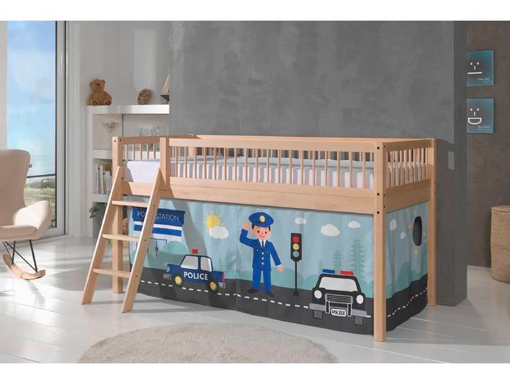 Massives Hochbett Forrest - Polizei 90 x 200cm Holz/Braun