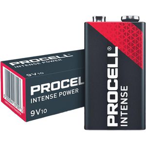 Procell Batterien Intense, Alkaline, 9V, 10 Jahre lagerfähig, E-Block / 6LR61, 6LF22, 10 Stück