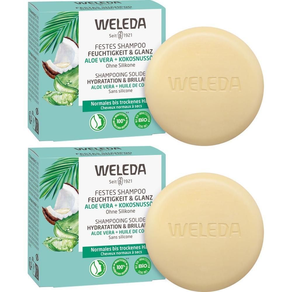 Weleda festes Shampoo Feuchtigkeit & Glanz 2x 2x50 g