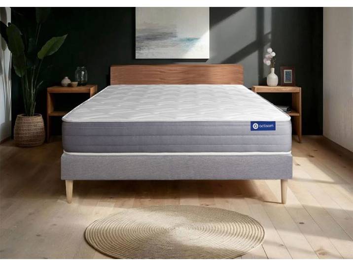 Ensemble Matelas Sommier 135x190 cm - Actiflex Dream - Sommier Kit Gris