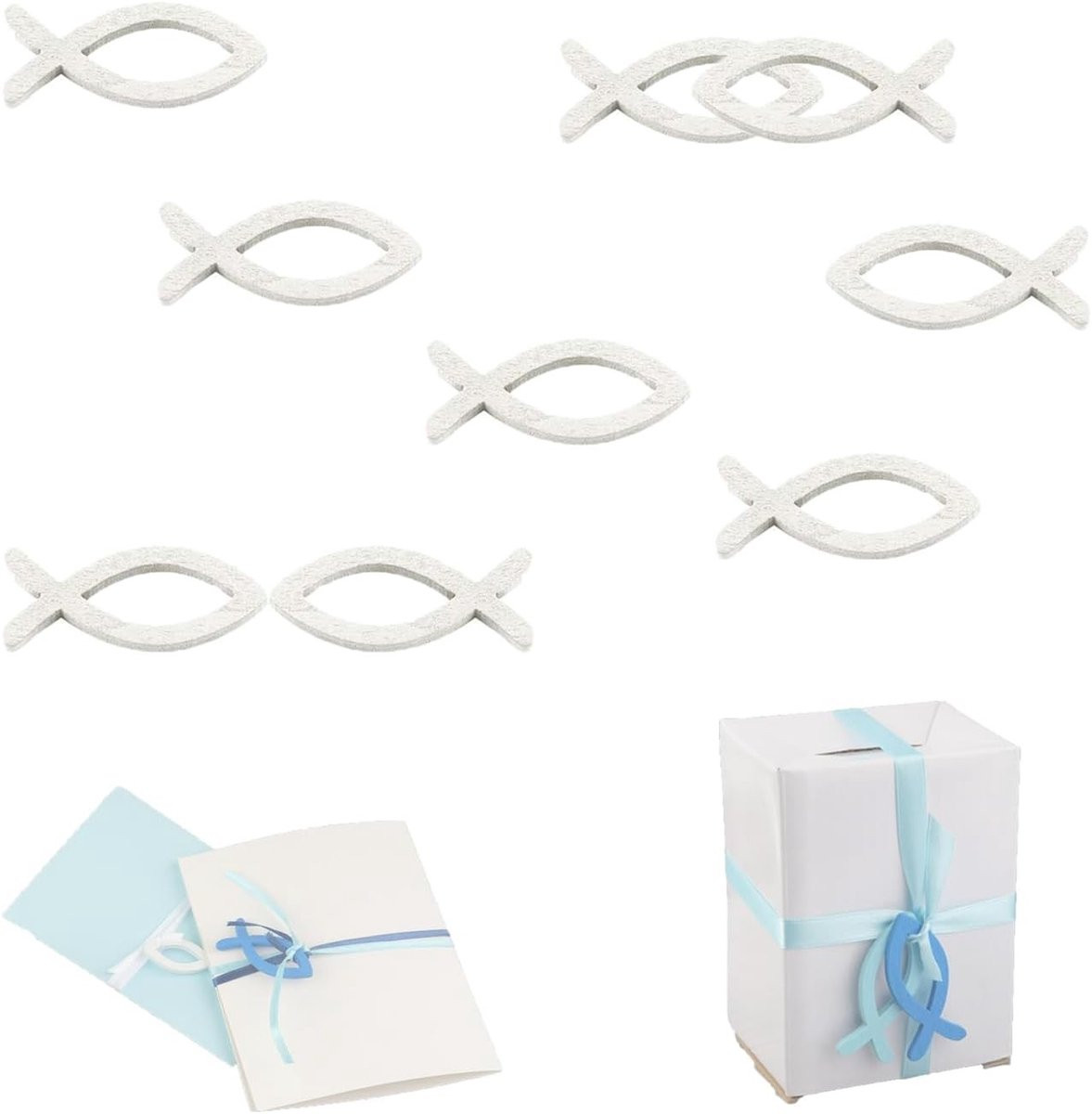 100 stuks Decoratieve houten vissen in het wit voor doe-het-zelf ambachtelijke geschenken en feestdecoratie, 3,5 cm