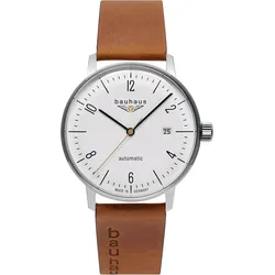 Bauhaus 2062-1 Herren-Armbanduhr Pure Automatik Leder Cognacfarben