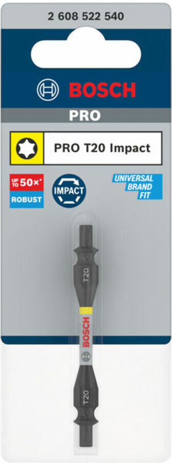 Bosch PRO Impact Schrauberbit mit Doppelklingen und Pick and Click-Einsätzen, T20,65mm (2608522540)