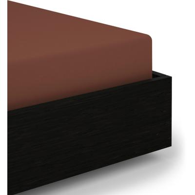 Spannbettlaken HECKETT & LANE "Elementi", braun (marsala, braun), B:90cm L:220cm, Mako-Satin, Obermaterial: 100% Baumwolle, Bettlaken, Spannbettlaken, Laken aus 100% Baumwolle, hochwertiges Mako-Satin, Betttuch ab 90x200