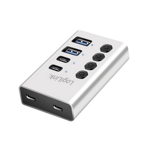 LogiLink UA0446 USB-Hub 2+2 Port USB-A, USB-C USB 3.2 Gen1 5 GBit/s Aluminium UA0446