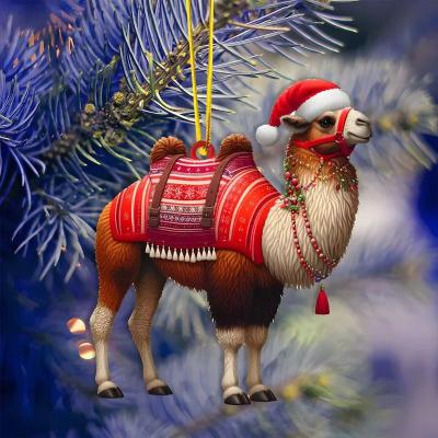 Inspire Select Cartoon Acrylic Christmas Tree Hanging Ornament 2D Flat Xmas Tree Pendant For Holiday Tree & Home Decor camel