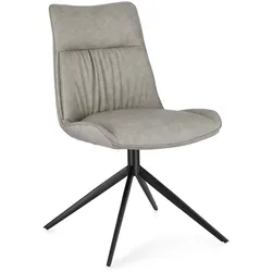 Esszimmerstuhl Jordan aus Kunstleder, modern gepolstert, taupe, Metallgestell schwarz