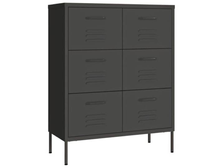 Schubladenschrank aus Stahl, Anthrazit, 80 x 35 x 101,5 cm, mit 6 Robustes Möbelstück, leichtgängige Gleitschienen, pflegeleicht, anthrazit, vielseitig einsetzbar