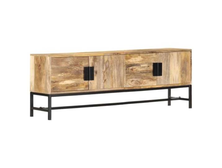 HEFZGDB TV-Schrank 140x30x50 cm Massivholz Mango Lowboard mit Stahlgestell und reichlich Stauraum für Ihr Zuhause