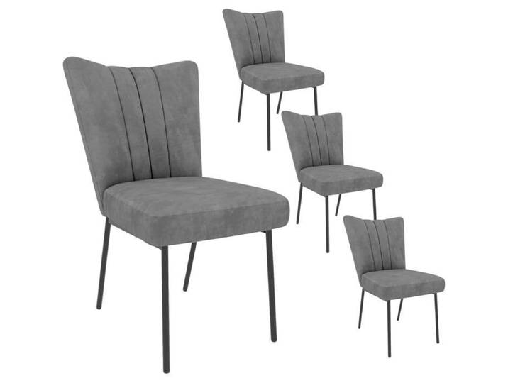 JIEXI Chaises de salle à manger lot de 4 - velours haut de gamme - coussins épais chaises confortables (Gris)