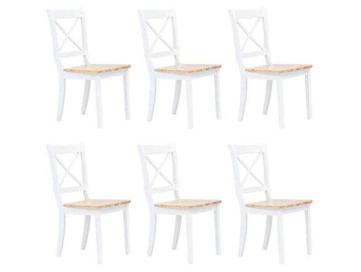 Tmriohed 6er Set Esszimmerstühle Massivholz, Küchenstuhl Weiß Natur Ergonomische Holzstühle für Küche und Esszimmer, belastbar bis 110 kg, pflegeleichte lackierte Oberflächen.