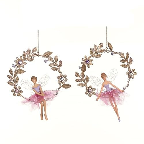 Goodwill Kersthanger Ballerina op Krans Roze-Goud D 18 cm