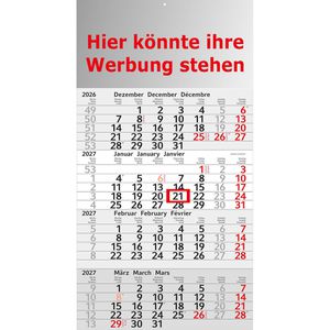 Böttcher-AG 4-Monatskalender Budget, Jahr 2027, mit Werbedruck, 4 Monate = 1 Blatt, mit Datumsschieber, 30 x 56 cm, 1000 Stück