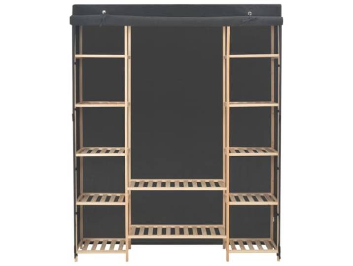 Textilschrank Grau 135x40x170 cm mit Holzkonstruktion Offene Fächer, Anti-Staub, einfache Montage, stilvolles Zubehör, große Organisation