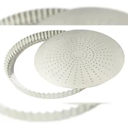 Gobel - Tortenform, geriffelt, perforiert - Weißblech - Hebeboden - Ø30 cm H2,8 cm - 126445