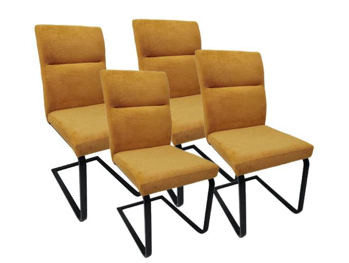 YOZI Freischwinger Freischwinger Esszimmer- Polsterstuhl Polyester Metall gelb (Packung, 4 St)