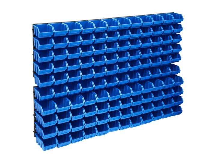 vidaXL 128-tlg. Behälter-Set für Kleinteile mit Wandplatten Blau