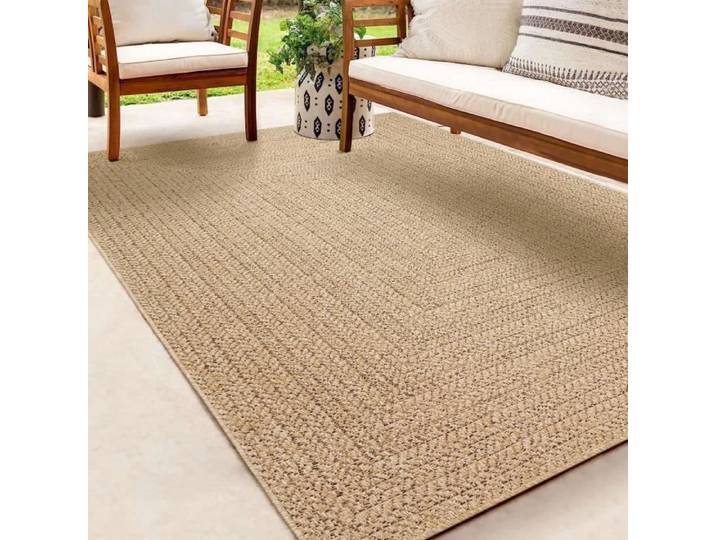 Tapis extérieur aspect jute - THE CARPET - 120x170 - Résistant UV - Beige