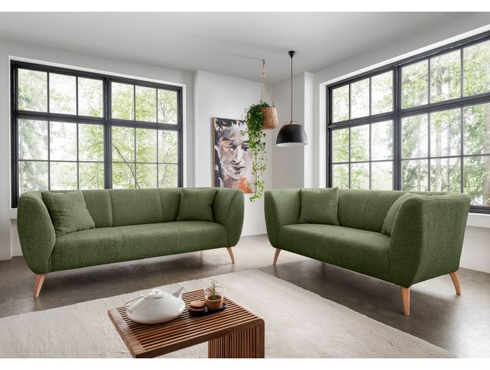Polstergarnitur HOME AFFAIRE Colori modern und bequem, schmale Armlehnen, tolle Detailverarbeitung , grün (moosgrün, moosgrün), H:83cm T:88cm, 100% Polyester, Sitzmöbel-Sets, Polstergarnitur, auch als Loveseat erhältlich
