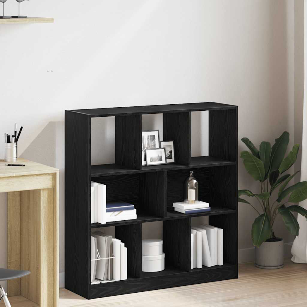 Hashtag Home Katara 100 cm H x 97.5 cm W Standard Bookcase Black Oak 100cm H X 97.5cm W X 29.5cm D