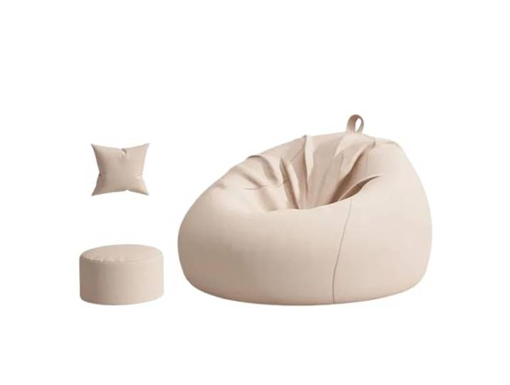Xumh2024-3 Sitzsack Sitzsackstuhl mit Ottomane und Kissen for Sitzen Liegen im Wohnzimmer(Beige,Klein)
