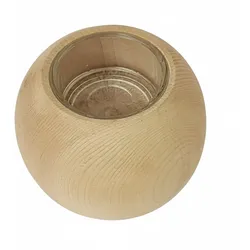 Erst-Holz Zirben Teelicht Kugel mit Glas Holzdeko Windlicht 40.10-011
